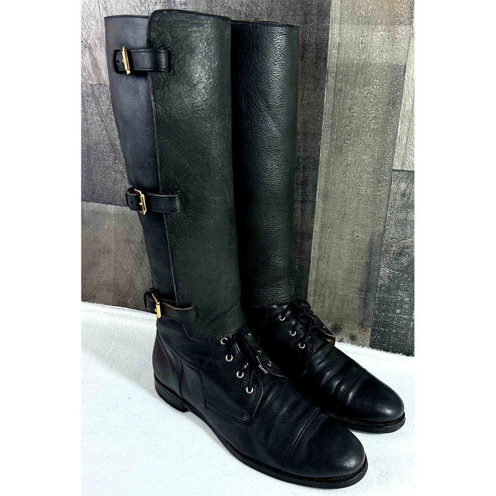 Ralph Lauren Italy Tall‎ Riding Boots Womens 10B Black Leather Equestrian
